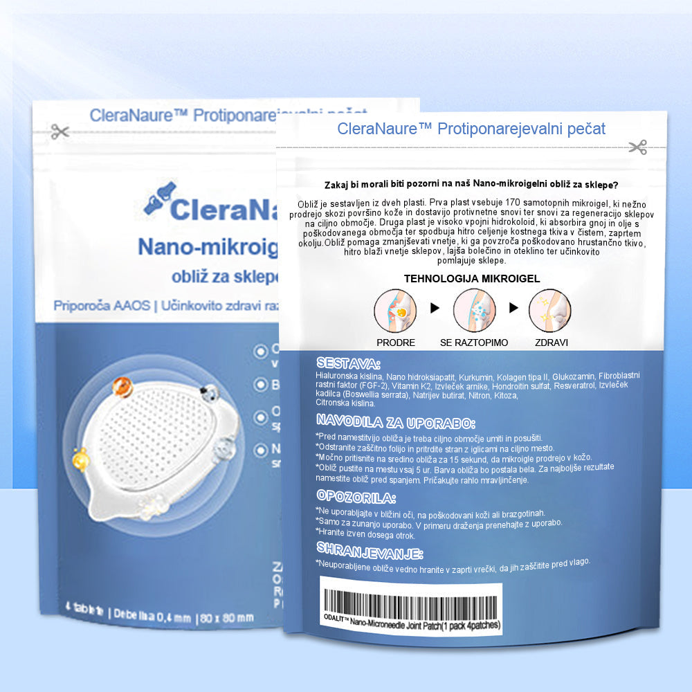 CleraNaure® Nano-mikroiglični obliž za sklepe