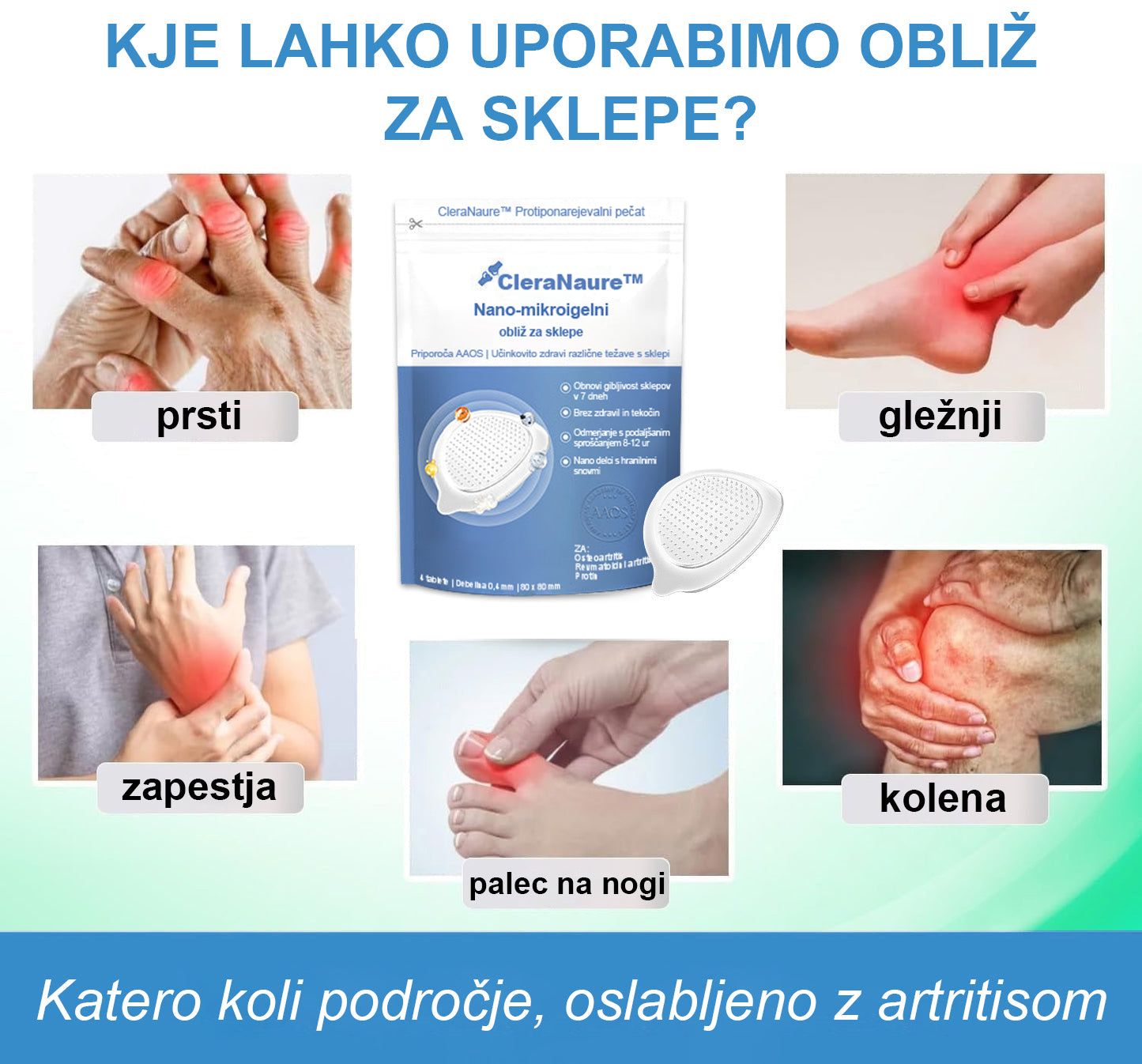 CleraNaure® Nano-mikroiglični obliž za sklepe