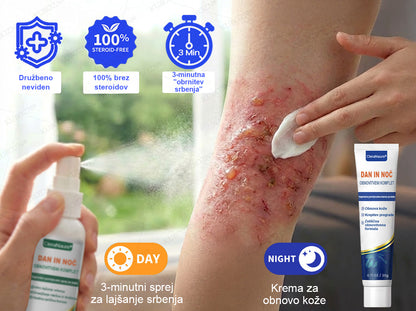 CleraNaure® Eczema Day & Night Repair System – 100-odstotno brezsteroidni dvojček za lajšanje hudega srbenja, rdečine in prekinjene kože (v posebni ponudbi)