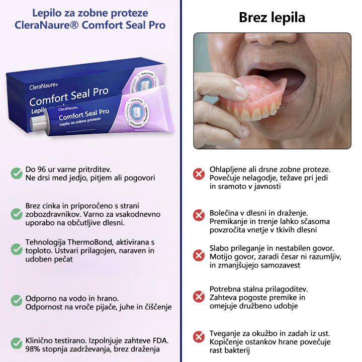 CleraNaure® Comfort Seal Pro Lepidlo na Zubní Protézu