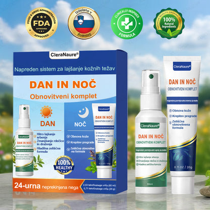 CleraNaure® Eczema Day & Night Repair System – 100-odstotno brezsteroidni dvojček za lajšanje hudega srbenja, rdečine in prekinjene kože (v posebni ponudbi)