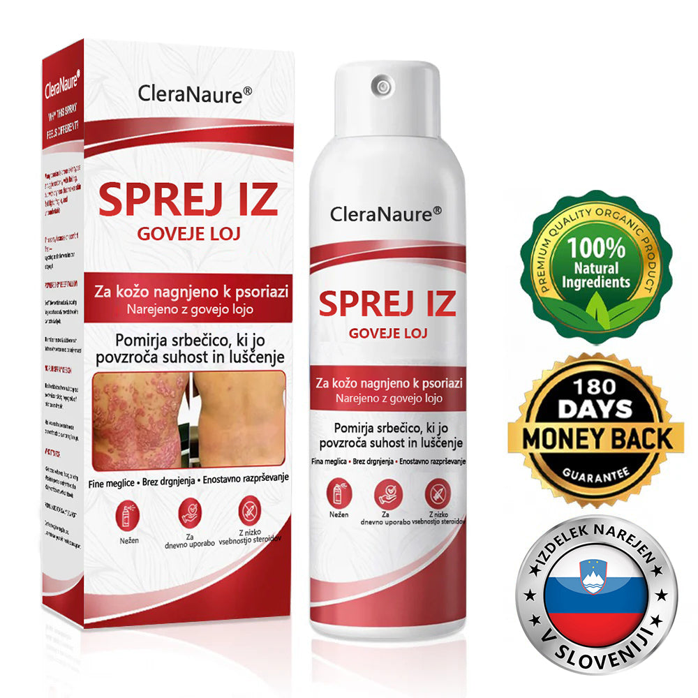 CleraNaure® Beef Tallow Spray za Srbečo in Luščečo Kožo Pri Psoriazi