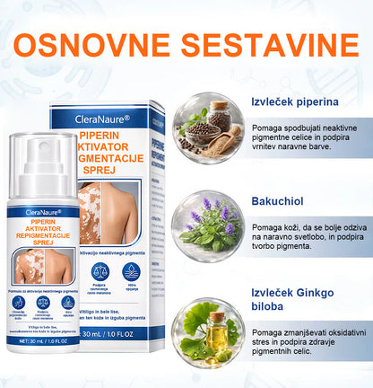 CleraNaure® Piperine Repigment Aktivator Sprej, ki aktivira neaktivne pigmentne celice in povrne naravno barvo kože.
