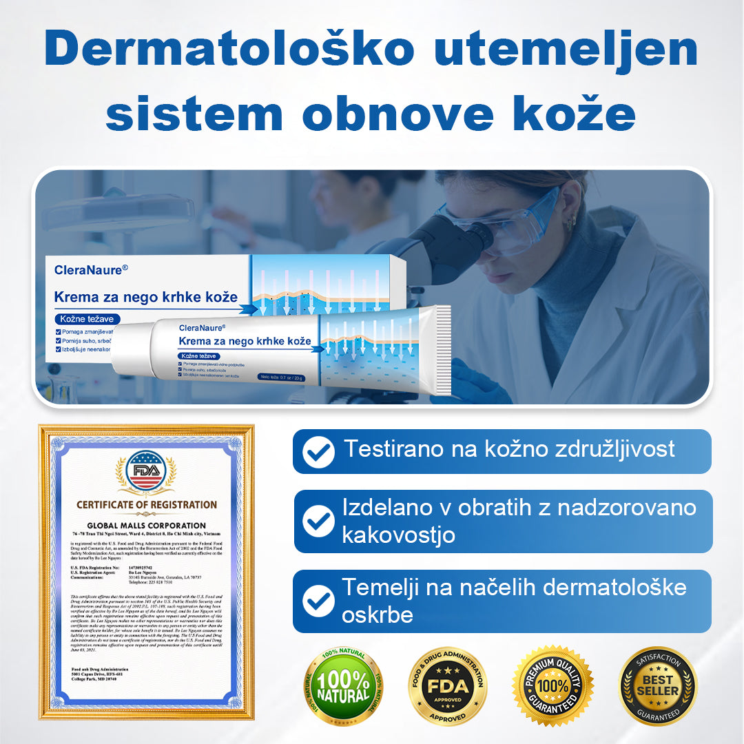 CleraNaure® krema za občutljivo in krhko kožo 🌿 Večnamenska poprava za podplutbe, suhost in madeže