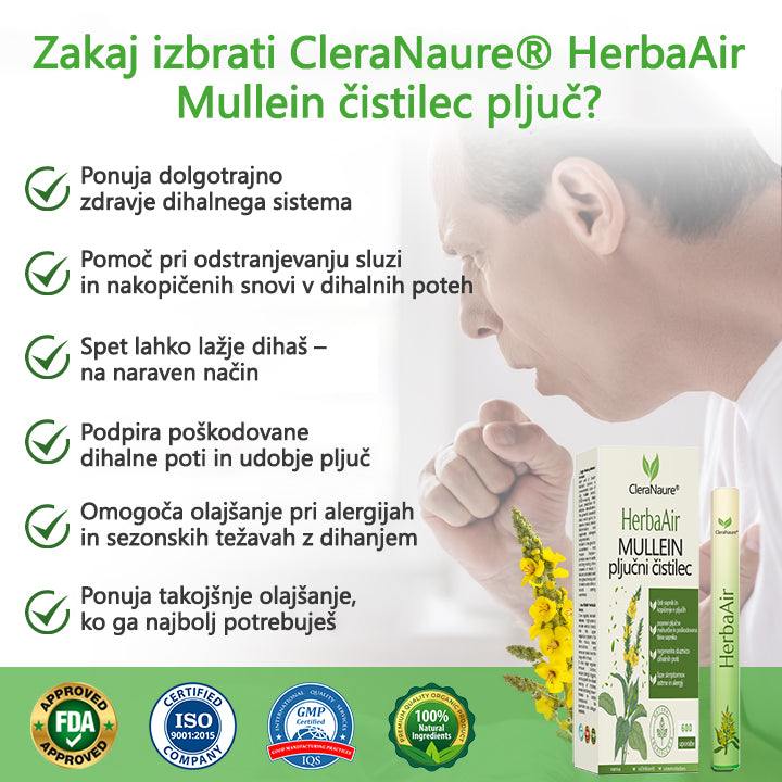 CleraNaure® HerbaAir Mullein Prečiščevalec Pljuč