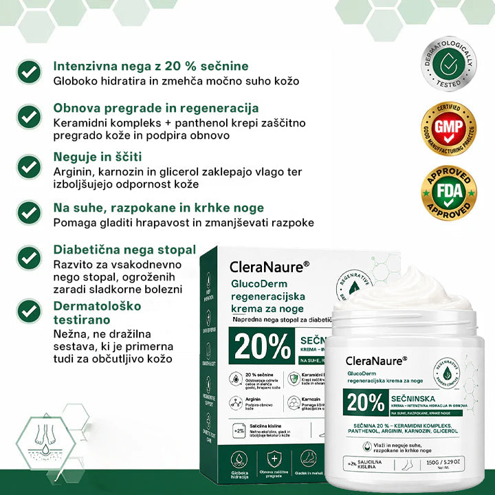 CleraNaure®GlucoDerm Regeneracijska krema za noge
